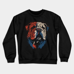 Patriotic Bulldog - Red, White, and Blue Bulldog Design Crewneck Sweatshirt